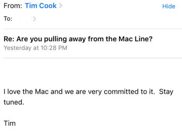 Тим Кук: линейка Mac скоро обновится